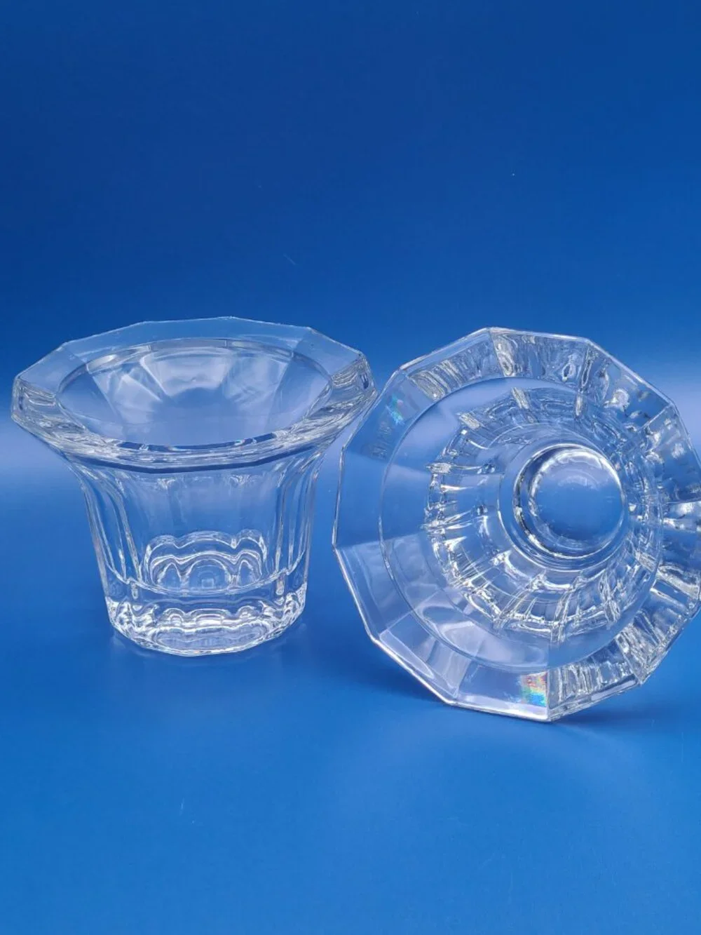 Unbranded 12 Sided Vintage Crystal Dodecagon Votive Pair 4